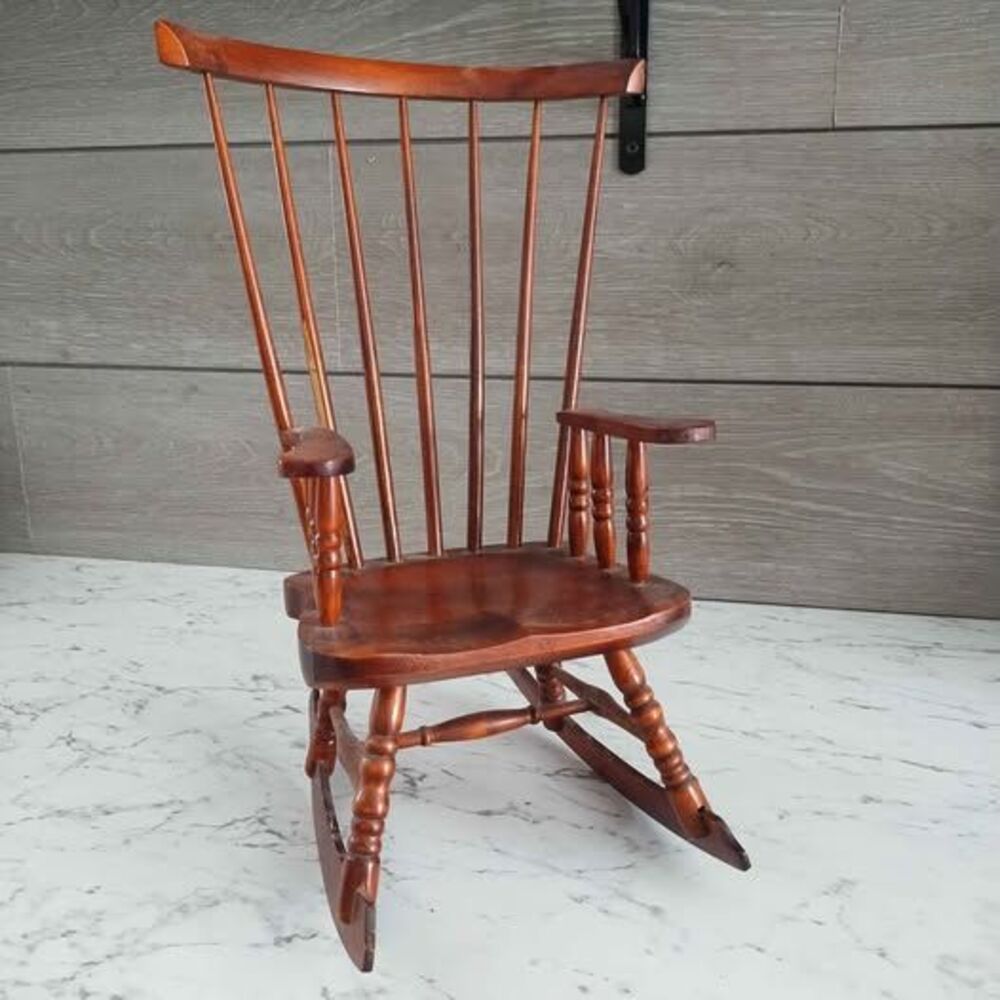 Vintage Kingstate The Dollcrafter Wood Windsor Doll Rocking Chair 15"